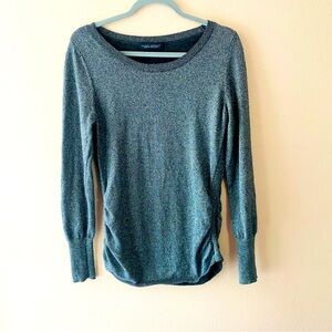 BANANA REPUBLIC GRAY WOOL CASHMERE METALLIC BLEND LONG SLEEVE SWEATER SI…